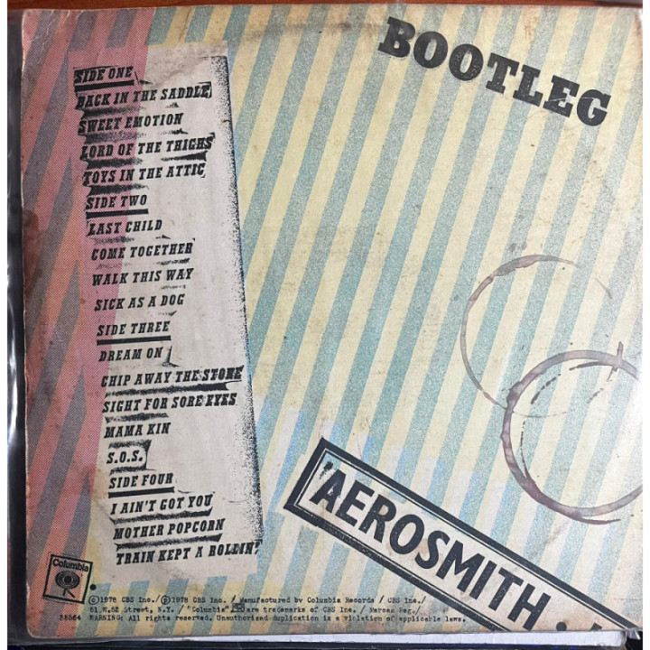 Aerosmith - Live Bootleg Bootleg - USA ( 2 Vinilos ) reverso