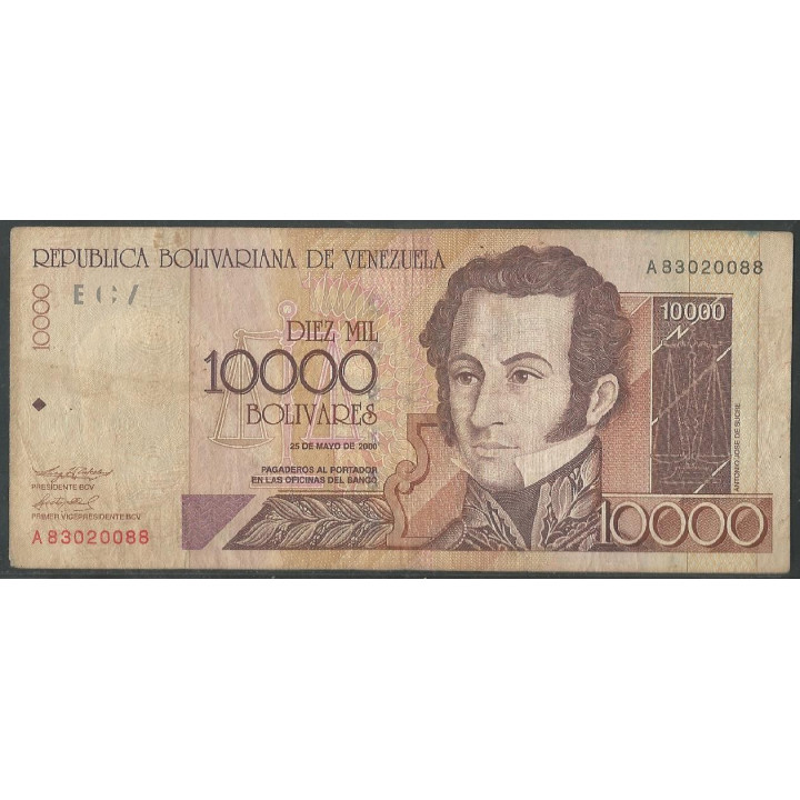 Venezuela 10.000 Bolivares 25 May 2000 A 8 Dig P85a