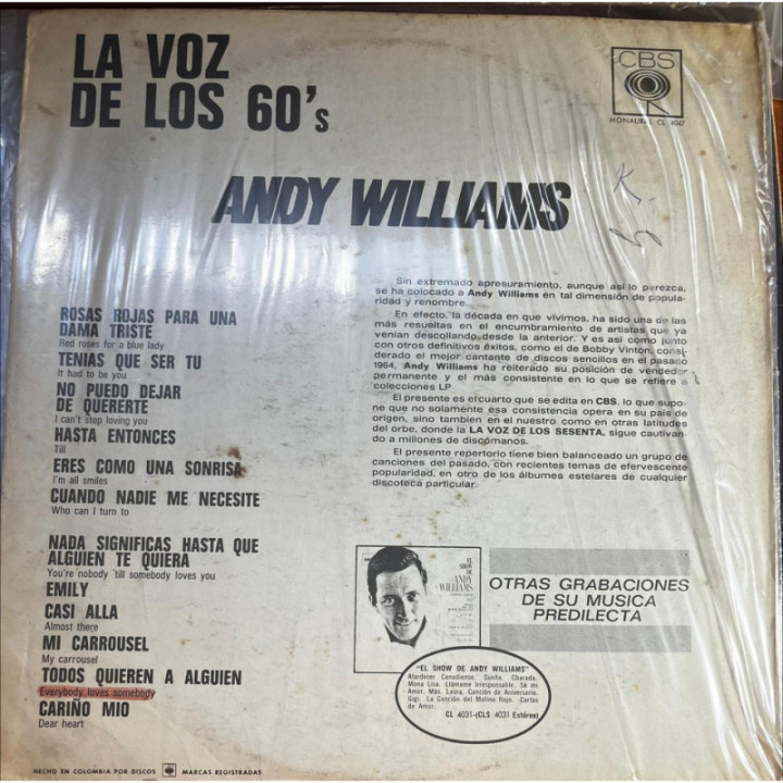 Andy Williams - La Voz de los 60's reverso