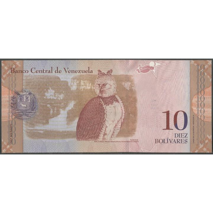 Venezuela 10 Bolivares 20 Mar 2007 A 8 Dig P90a reverso