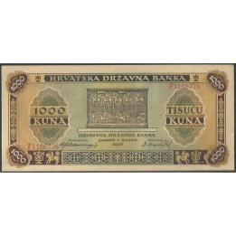Croacia 1.000 Kuna 1 Sep 1943 P12a