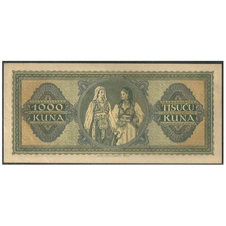 Croacia 1.000 Kuna 1 Sep 1943 P12a reverso