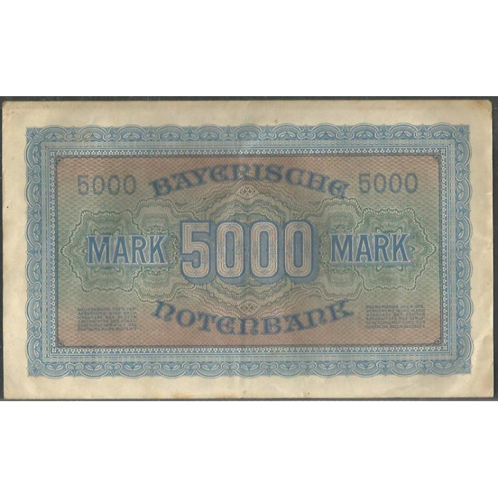 Alemania - Bavaria 5.000 Mark 1 Dic 1922 Ps925 reverso