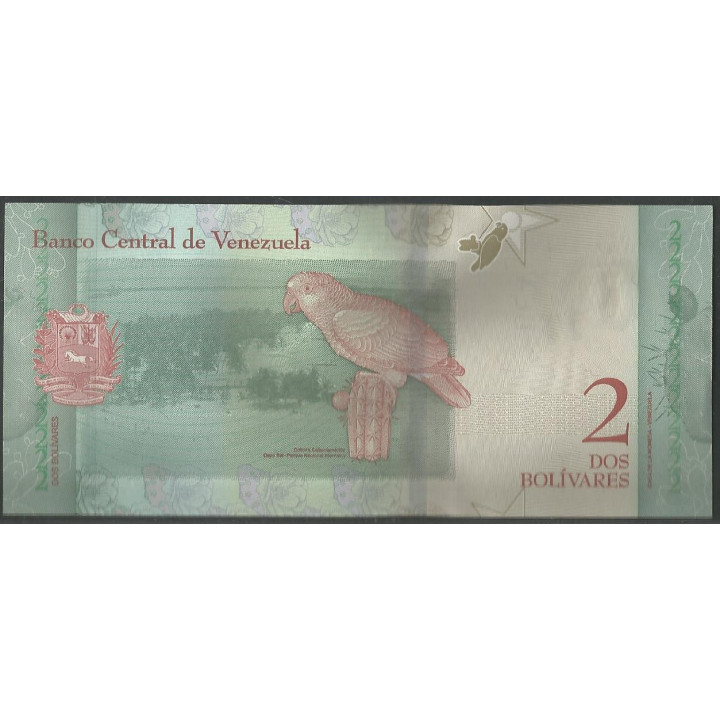 Venezuela 2 Bolivares 15 Ene 2018 B 8 Dig P101 reverso