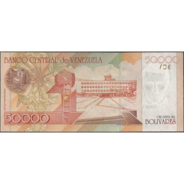 Venezuela 50.000 Bolivares 25 Abr 2006 B 8 Dig P87b reverso