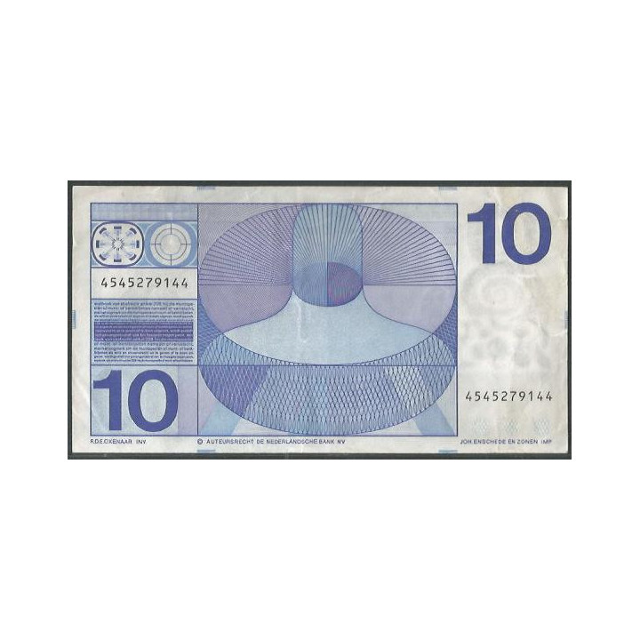 Holanda 10 Gulden 25 Abr 1968 P91b reverso