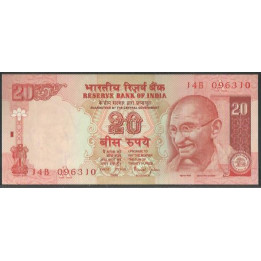 India 20 Rupias ND2002 A Firma 88 P89Ab