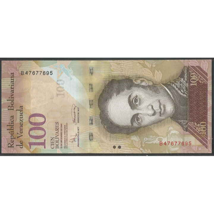 Venezuela 100 Bolivares 19 Dic 2008 B 8 Dig P93b