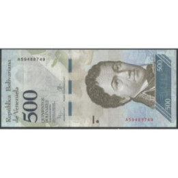 Venezuela 500 Bolivares 18 Ago 20162 A 8 Dig P94a