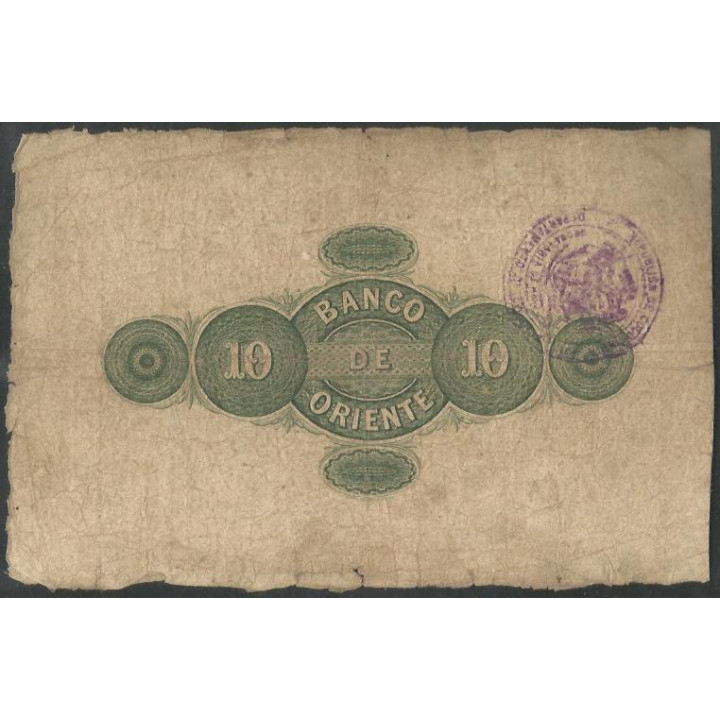 Banco de Oriente 10 Pesos 14 Feb 1888 Ps699 reverso