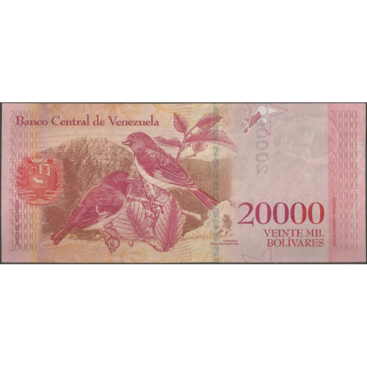 Venezuela 20.000 Bolivares 18 Ago 2016 A 8 Dig P99a reverso