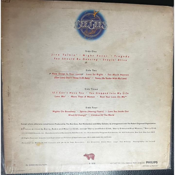 Bee Gees - Greatest (2 VINILOS) reverso
