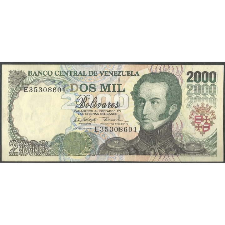Venezuela 2.000 Bolivares 6 Ago 1998 E 8 Dig P77c