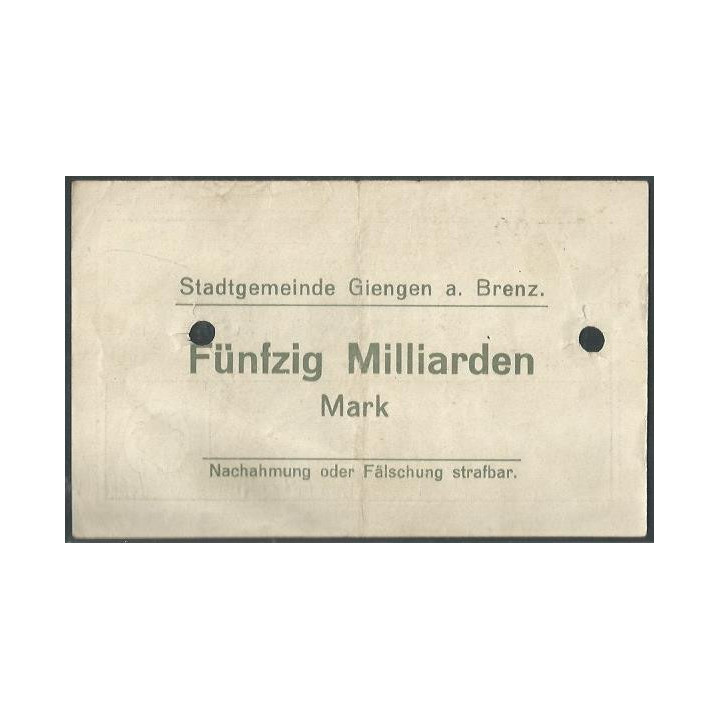 Alemania - Giengen A. Brenz 50.000.000.000 Mark 25 Oct 1923 reverso
