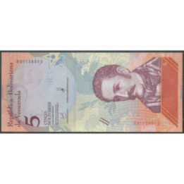 Venezuela 5 Bolivares 15 Ene 2018 B 8 Dig P102