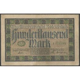 Alemania - Wurttenberg 100.000 Mark 15 Jun 1923 Ps985