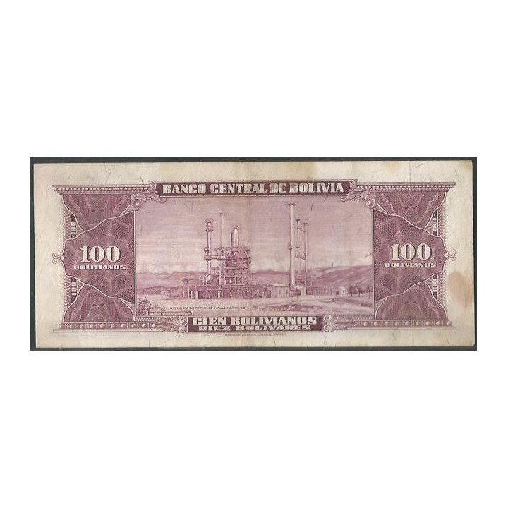 Bolivia 100 Bolivianos L 20 Dic 1945 Serie H1 P147 reverso
