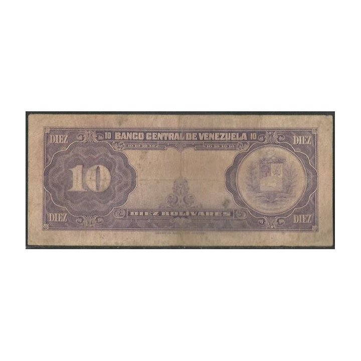 Venezuela 10 Bolivares 26 May 1955 N 7 Dig P31c reverso