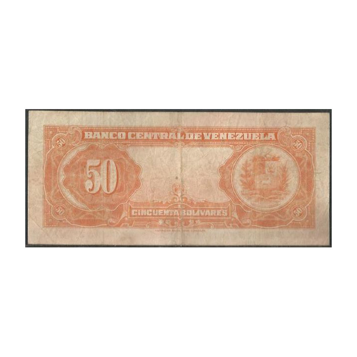Venezuela 50 Bolivares 11 Mar 1960 H 6 Dig P33c reverso