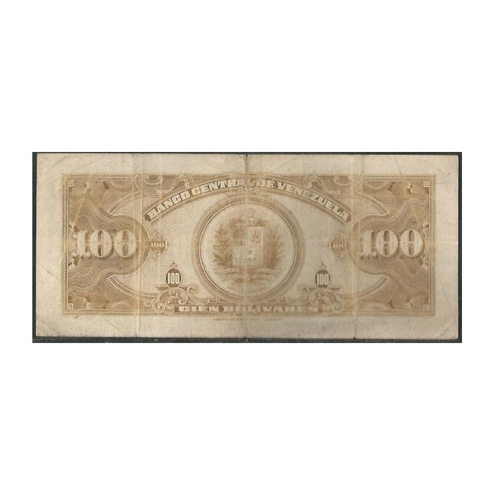 Venezuela 100 Bolivares 17 May 1951 C 6 Dig P34a reverso