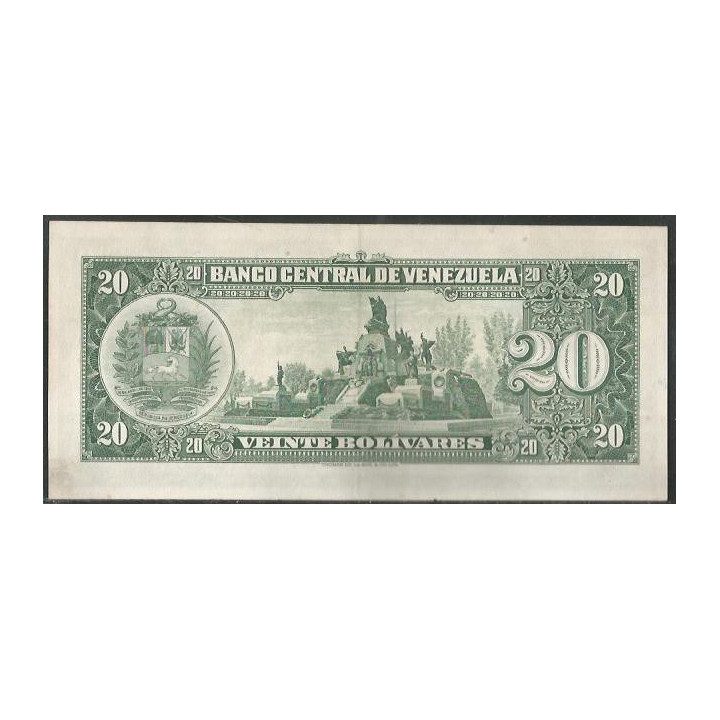 Venezuela 20 Bolivares 6 Jun 1961 X 7 Dig P43b reverso