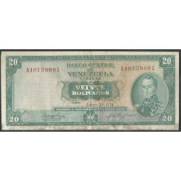Venezuela 20 Bolivares 29 Ene 1974 A 8 Dig P46e