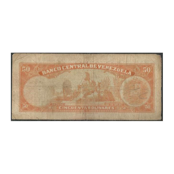 Venezuela 50 Bolivares 18 Mar 1969 P7 P47e reverso
