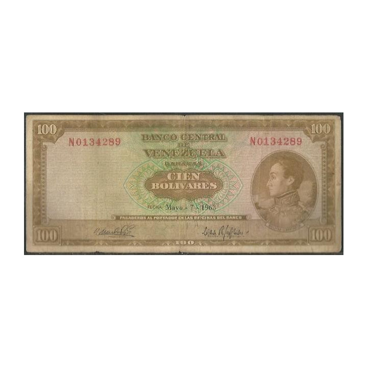 Venezuela 100 Bolivares 78 May 1963 N 7 Dig P48a