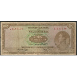 Venezuela 100 Bolivares 17 Ago 1971 Z 7 Dig P48h