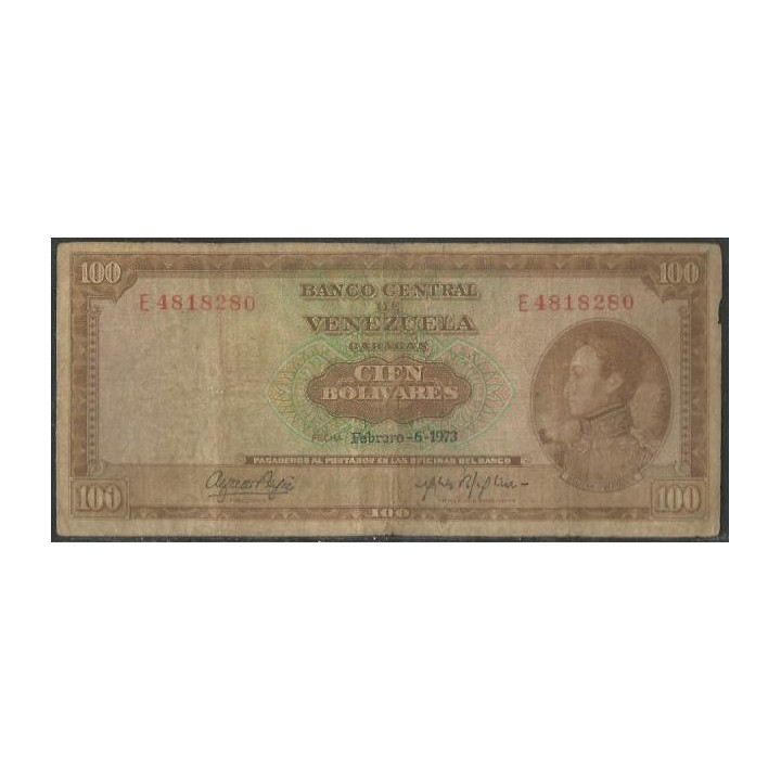 Venezuela 100 Bolivares 6 Feb 1973 E 7 Dig P48j