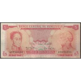 Venezuela 5 Bolivares 30 Sep 1969 G 7 Dig P50c