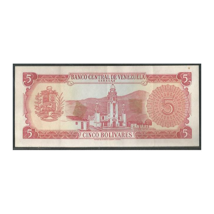 Venezuela 5 Bolivares 11 Abr 1972 Q 7 Dig P50f reverso