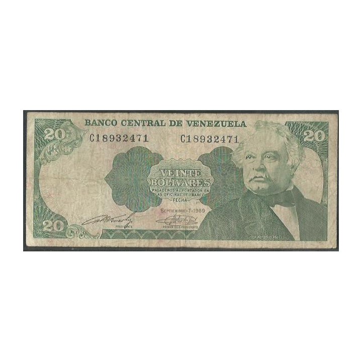 Venezuela 20 Bolivares 7 Sep 1989 C 8 Dig P63b