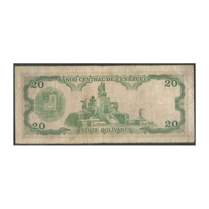 Venezuela 20 Bolivares 7 Sep 1989 C 8 Dig P63b reverso