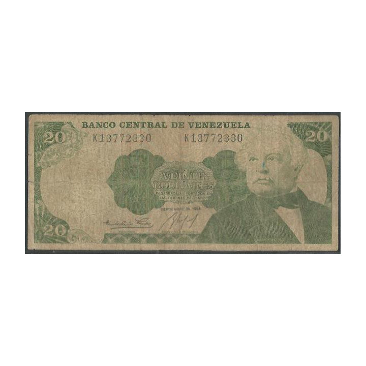 Venezuela 20 Bolivares 25 Sep 1984 K 8 Dig P64