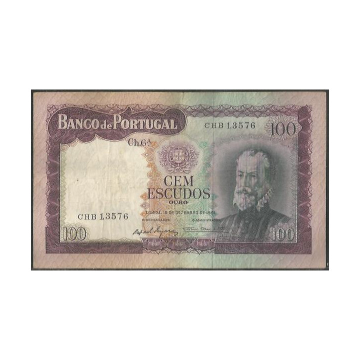 Portugal 100 Escudos 19 Dic 1961 P165a5