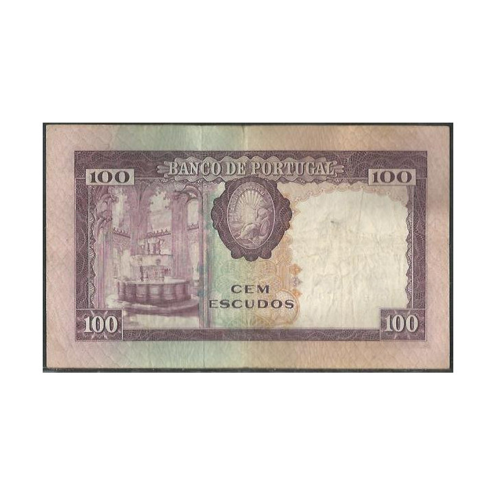 Portugal 100 Escudos 19 Dic 1961 P165a5 reverso