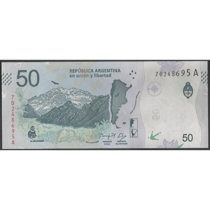 Argentina 50 Pesos ND2018 Serie L P363 reverso