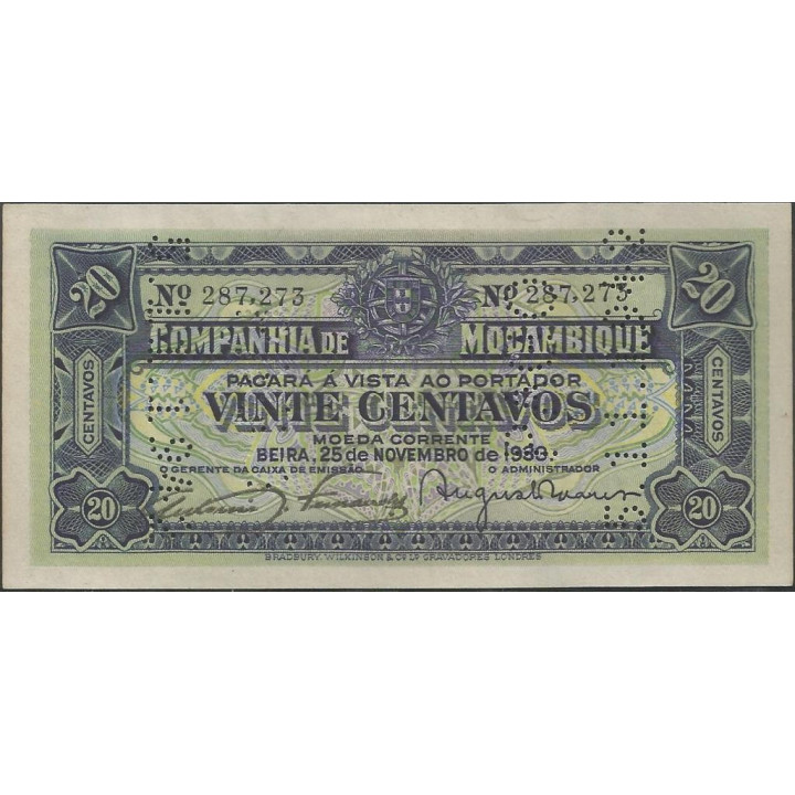 Compañia de Mozambique 20 Centavos 25 Nov 1933 PR29