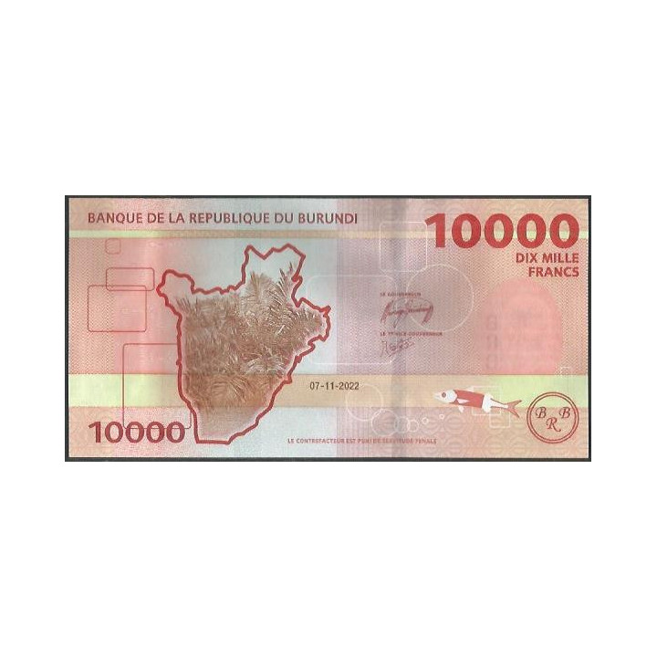 Burundi 10.000 Francs 7 Nov 22022 P59 reverso