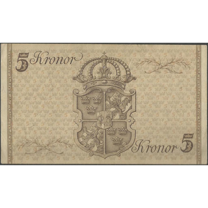 Suecia 5 Kronor 1948 P41a reverso