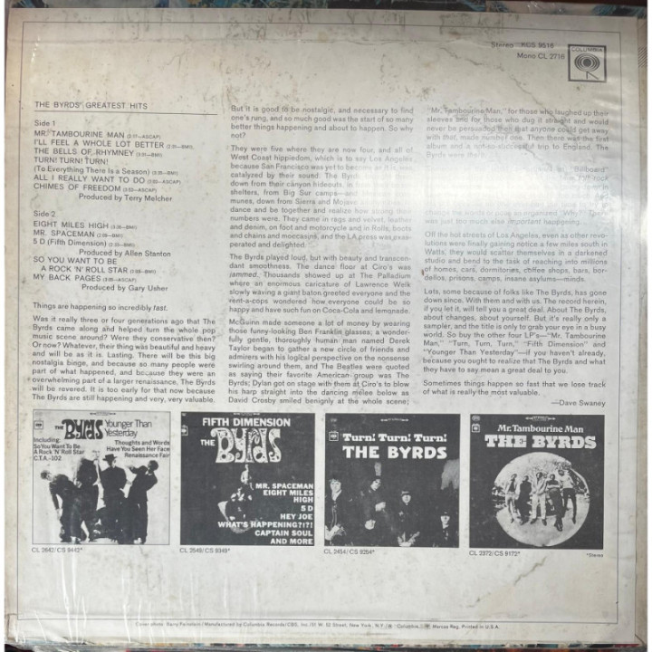 The Byrds - Greatest Hits reverso