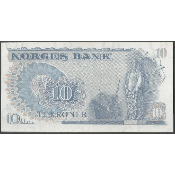 Noruega 10 Kroner 1981 P36c reverso