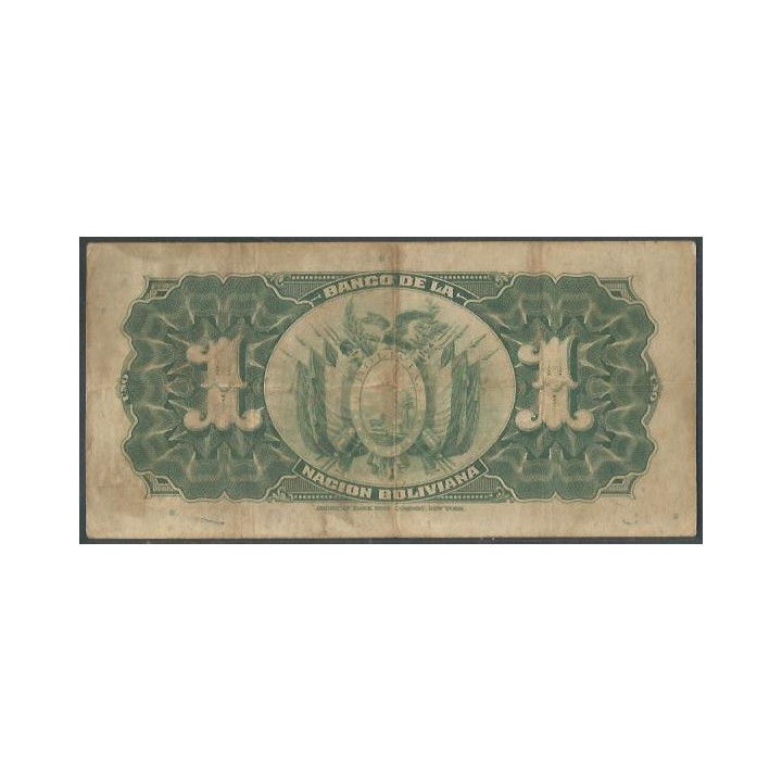 Bolivia 1 Boliviano ND1929 Serie Q1 P112 reverso