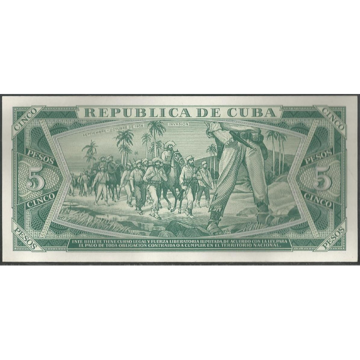 Cuba 5 Pesos 1988 P103d reverso