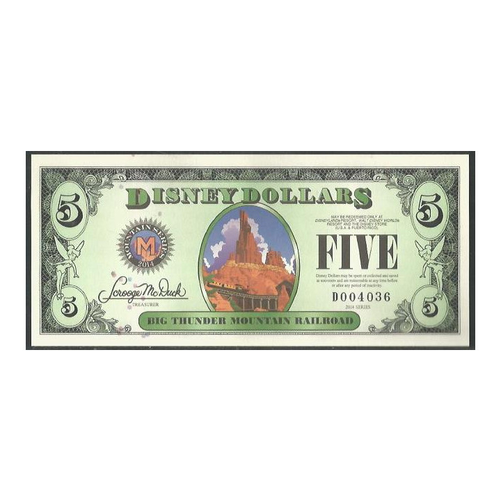 Disney 5 Dollars 2014 Big Thunder Mountain Railroad
