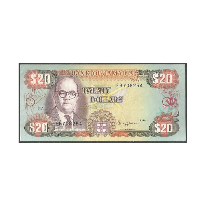 Jamaica 20 Dollars 1 Sep 1989 P72c