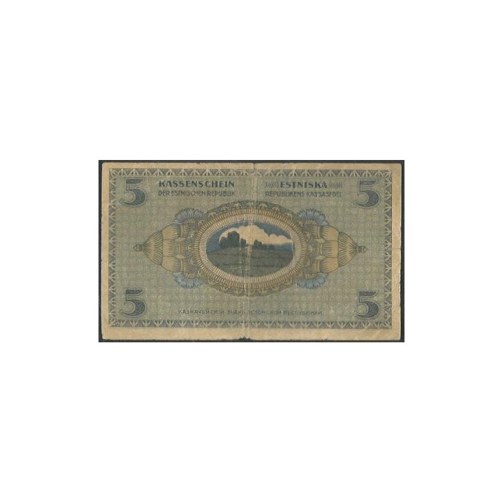 Estonia 5 Markka 1919 P45a reverso
