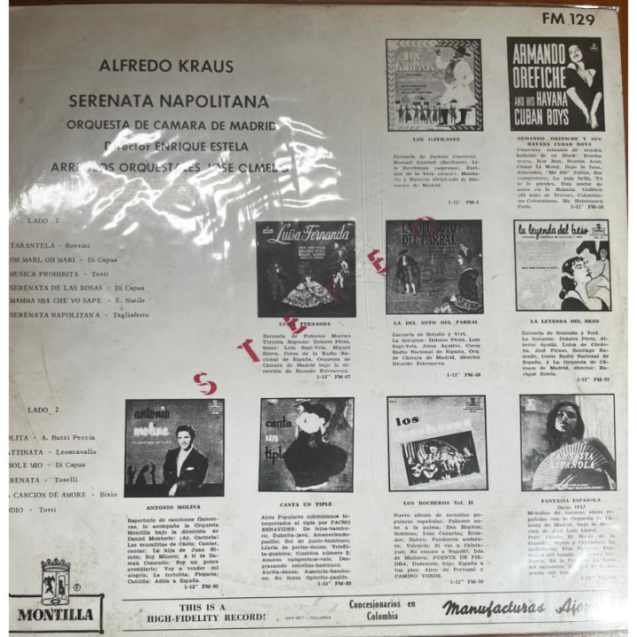 Alfredo Kraus - Sings a Neapolitan Serenade reverso