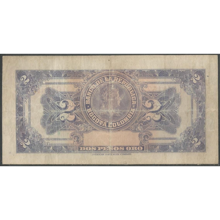 Billete de 2 Pesos 20 Jul 1944 BGW087 reverso